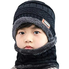 2-in-1 Knitted Winter Scarf Beanie Caps