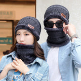 2-in-1 Knitted Winter Scarf Beanie Caps